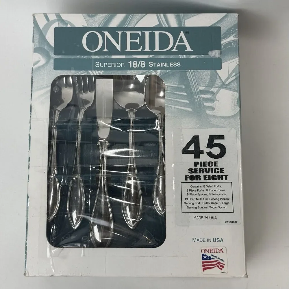 Vintage Oneida 18/8 Stainless USA 42 Piece Service for 8 AMERICAN HARMONY/ARBOR
